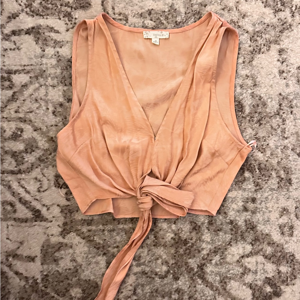 NanaMacs Orange Pink Tie Front Bodysuit